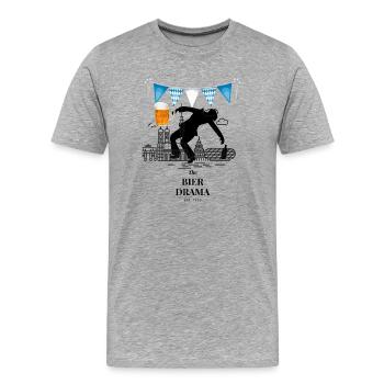 Drame de la bière ART - T-shirt bio Premium Homme - gris chiné - Devant - Damien (186cm)