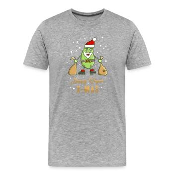 Un Père Noël végétalien soja Joyeux Noël - T-shirt bio Premium Homme - gris chiné - Devant - Damien (186cm)
