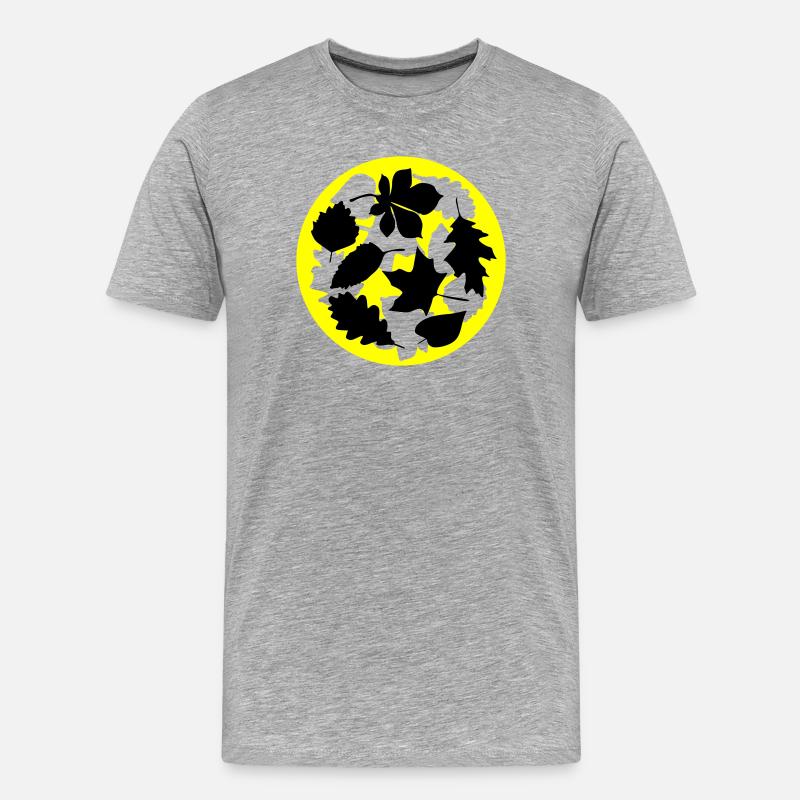 herbst Blätter Kreis - Männer Premium Bio T-Shirt - Grau meliert