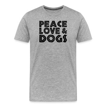 Paix, amour et chiens - T-shirt bio Premium Homme - gris chiné - Devant - Damien (186cm)