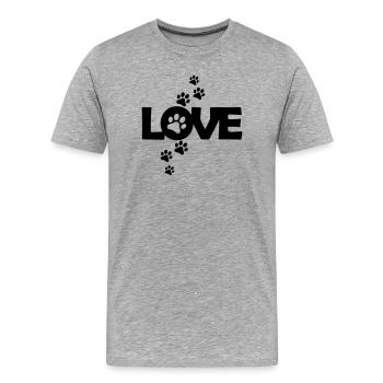 J’aime les chiens - T-shirt bio Premium Homme - gris chiné - Devant - Damien (186cm)