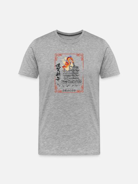 Chinese Dragon ART - Men's Premium Organic T-Shirt - heather grey