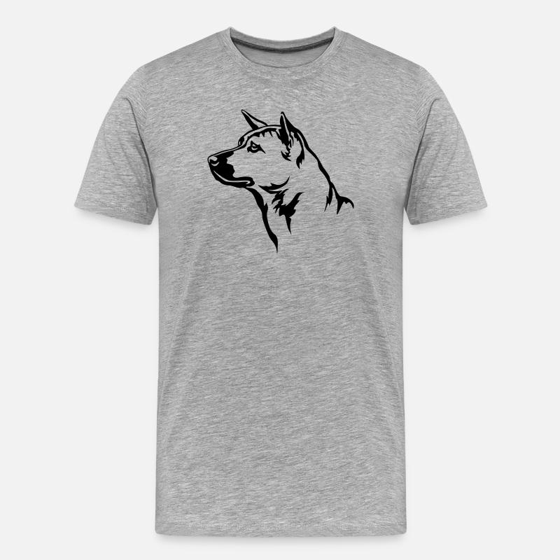 Thai Ridgeback Kopf - Männer Premium Bio T-Shirt - Grau meliert