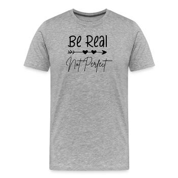 be real, not perfect - Men's Premium Organic T-Shirt - heather grey - Front - Damien (186cm)
