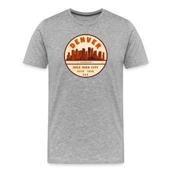 Denver Skyline Vintage Abzeichen - Männer Premium Bio T-Shirt - Grau meliert - Vorne - Damien (186cm)