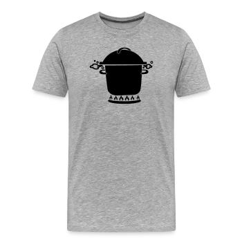 Poêle à soupe sur brûleur à gaz - T-shirt bio Premium Homme - gris chiné - Devant - Damien (186cm)