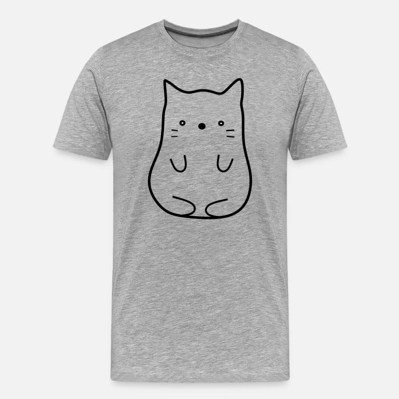 Katze schwarz - Männer Premium Bio T-Shirt - Grau meliert