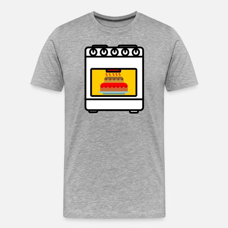 Backofen mit Kuchen - Männer Premium Bio T-Shirt - Grau meliert