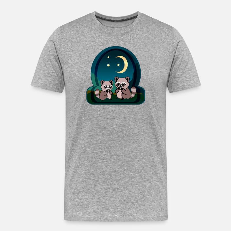 Waschbären Paar - Männer Premium Bio T-Shirt - Grau meliert