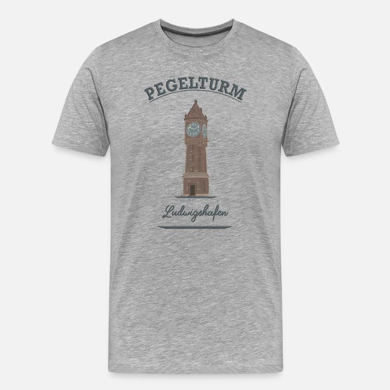 Pegelturm Ludwigshafen - Männer Premium Bio T-Shirt - Grau meliert