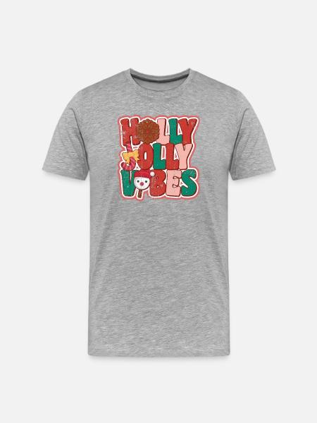 Holly Jolly Vibes - Männer Premium Bio T-Shirt - Grau meliert