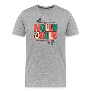 Holly Jolly Christmas Retro - Men's Premium Organic T-Shirt - heather grey - Front - Damien (186cm)