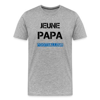 Jeune Papa Footballeur - T-shirt bio Premium Homme - gris chiné - Devant - Damien (186cm)