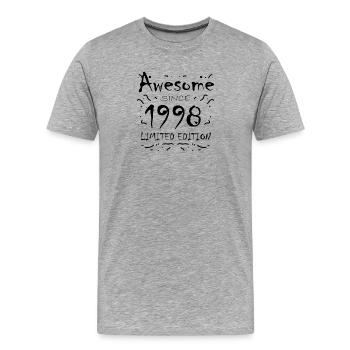 1998 - Jahrgang 1998 - Männer Premium Bio T-Shirt - Grau meliert - Vorne - Damien (186cm)