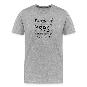 1996 - Jahrgang 1996 - Männer Premium Bio T-Shirt - Grau meliert - Vorne - Damien (186cm)