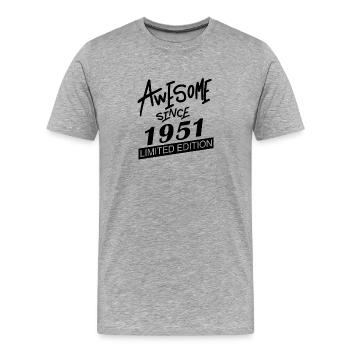 1951 - Jahrgang 1951 - Männer Premium Bio T-Shirt - Grau meliert - Vorne - Damien (186cm)