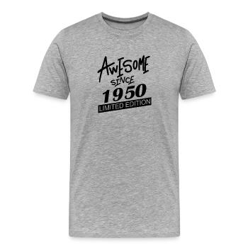 1950 - Né en 1950 - T-shirt bio Premium Homme - gris chiné - Devant - Damien (186cm)