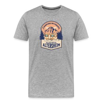 Camping Im Freien Altersheim Motiv - Männer Premium Bio T-Shirt - Grau meliert - Vorne - Damien (186cm)