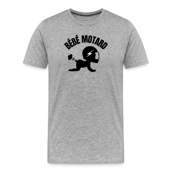 motard, bébé motard, moto, moto sport - T-shirt bio Premium Homme - gris chiné - Devant - Damien (186cm)