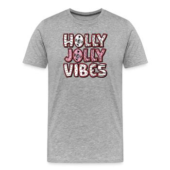Holly Jolly Vibes - Men's Premium Organic T-Shirt - heather grey - Front - Damien (186cm)