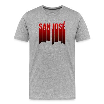 San José Skyline Rot Silhouette - Männer Premium Bio T-Shirt - Grau meliert - Vorne - Damien (186cm)