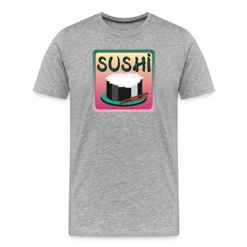 MENU DE RIZ À SUSHI - CUISINE ASIATIQUE - T-shirt bio Premium Homme - gris chiné - Devant - Damien (186cm)