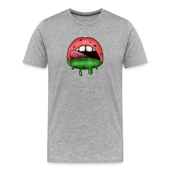 Watermelon lips - Männer Premium Bio T-Shirt - Grau meliert - Vorne - Damien (186cm)