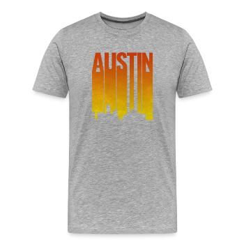 Austin Skyline Abendlicht - Männer Premium Bio T-Shirt - Grau meliert - Vorne - Damien (186cm)