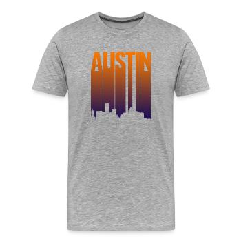 Austin Skyline Gradient - Männer Premium Bio T-Shirt - Grau meliert - Vorne - Damien (186cm)