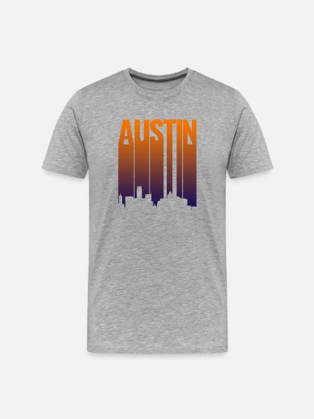 Austin Skyline Gradient - Männer Premium Bio T-Shirt - Grau meliert