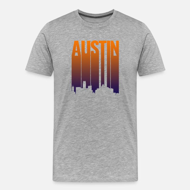 Austin Skyline Gradient - Männer Premium Bio T-Shirt - Grau meliert