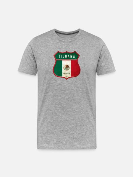 Tijuana Mexiko Wappen Design - Männer Premium Bio T-Shirt - Grau meliert