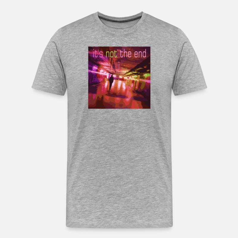 Neonpfad Es ist nicht das Ende - Männer Premium Bio T-Shirt - Grau meliert