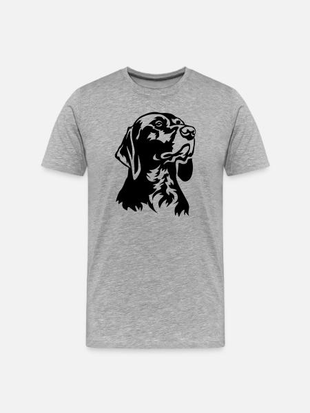 Deutsch Kurzhaar Kopf - Männer Premium Bio T-Shirt - Grau meliert
