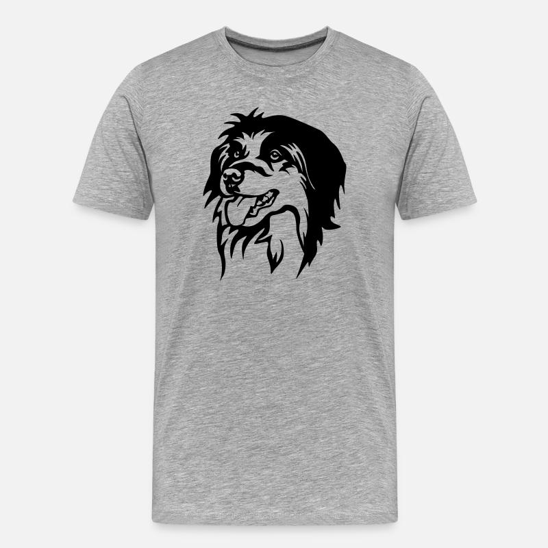 Berger des Pyrénées Kopf - Männer Premium Bio T-Shirt - Grau meliert