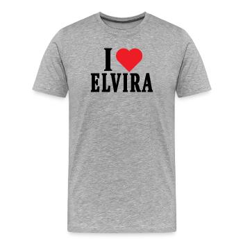 T-Shirt Ich liebe Elvira T-Shirt Geschenkidee - Männer Premium Bio T-Shirt - Grau meliert - Vorne - Damien (186cm)