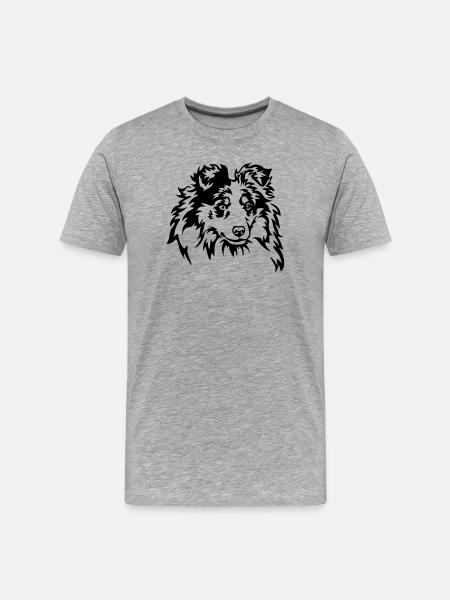 Sheltie Head - T-shirt bio Premium Homme - gris chiné