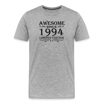 1994 - Born 1994 - Men's Premium Organic T-Shirt - heather grey - Front - Damien (186cm)
