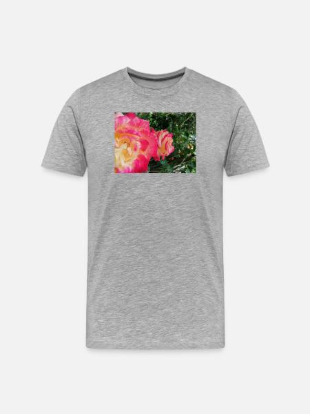 roses jaune et roses - T-shirt bio Premium Homme - gris chiné