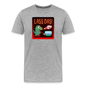 LUSTIGE DINOSAURIER - FRECH - SUSHI SOJA SAUCE - Männer Premium Bio T-Shirt - Grau meliert - Vorne - Damien (186cm)