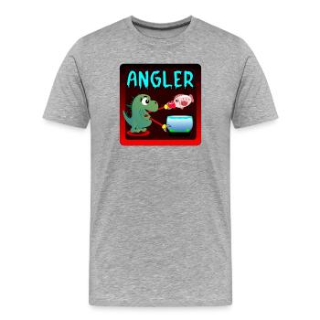 ANGLER - DINOSAURIER KINDER ANGELN - Männer Premium Bio T-Shirt - Grau meliert - Vorne - Damien (186cm)