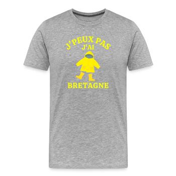 Bretagne, Bretagne humour, j'aime la Bretagne - T-shirt bio Premium Homme - gris chiné - Devant - Damien (186cm)