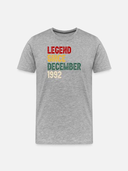 Legend Since December 1992 - Men's Premium Organic T-Shirt - heather grey