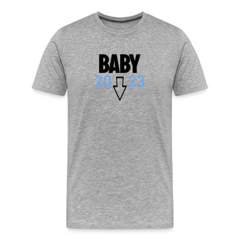 Pregnancy 2023 - Pregnant - Men's Premium Organic T-Shirt - heather grey - Front - Damien (186cm)