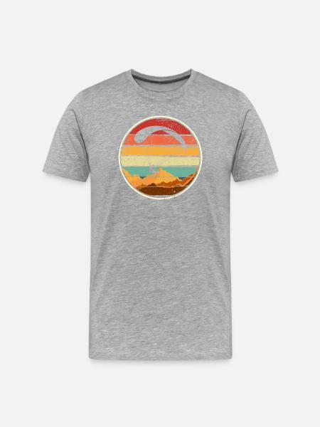 Sunset Surfer Badge Circle - Men's Premium Organic T-Shirt - heather grey