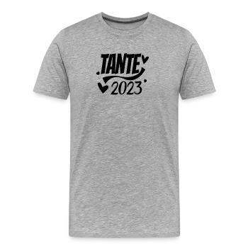 Tante 2023 - Tante werden - Tante Geschenk - Männer Premium Bio T-Shirt - Grau meliert - Vorne - Damien (186cm)