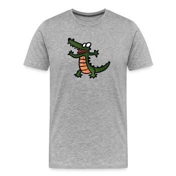 Crocodile Reptile - T-shirt bio Premium Homme - gris chiné - Devant - Damien (186cm)