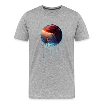 Awesome jellyfish with little mermaid - Men's Premium Organic T-Shirt - heather grey - Front - Damien (186cm)