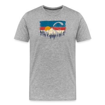 Sunset Ridge Paragliding Aussicht - Männer Premium Bio T-Shirt - Grau meliert - Vorne - Damien (186cm)