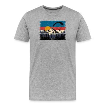 Sunset Summit Paraglide Retro - Men's Premium Organic T-Shirt - heather grey - Front - Damien (186cm)